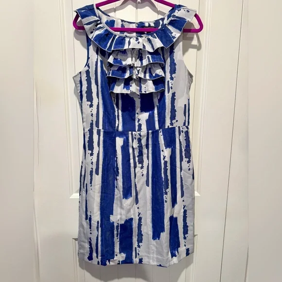 Banana Republic Blue and White Grey Patterned Dress - Picture 3 of 6